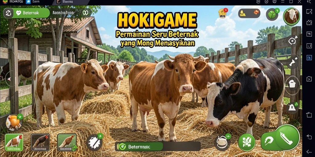 Antarmuka menarik HOKIGAME dengan berbagai hewan dan tanaman.