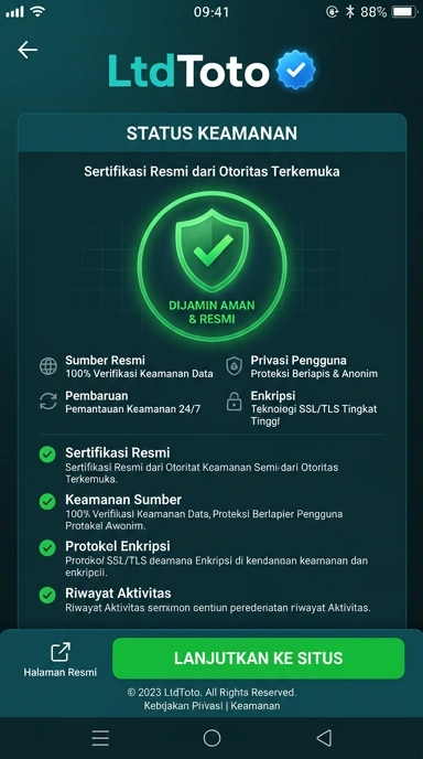 Tampilan kanal resmi ltdtoto